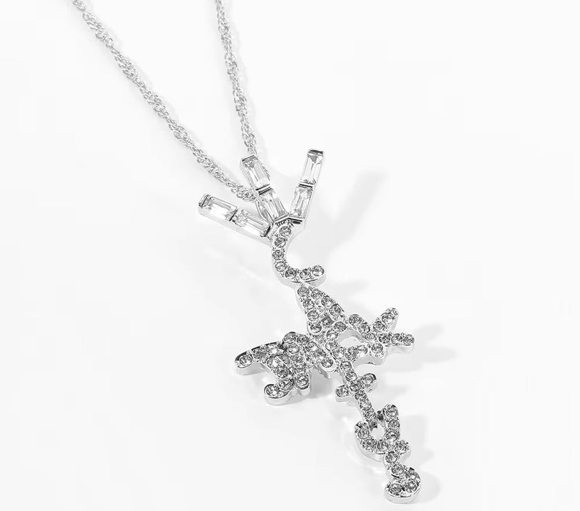 Travis Scott Product Brand Cactus Jack Shape Pendant Necklace Ice Crystal Cubic Zirconia Pendant Hip Hop Jewelry Gift