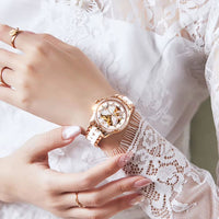 Automatic Watches for Women Luxury Rose Gold Skeleton Mechanical Waterproof Luminous Women Bracelets Watches Elegant Set