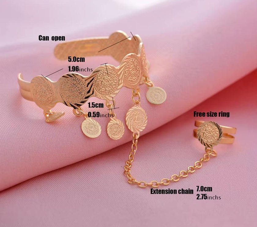 Gold Color Coin Banglesfor Girl Baby Bracelet Islam Muslim Arabic Currency Money Gold Bracelets Bangle Jewelry Birthday Gift