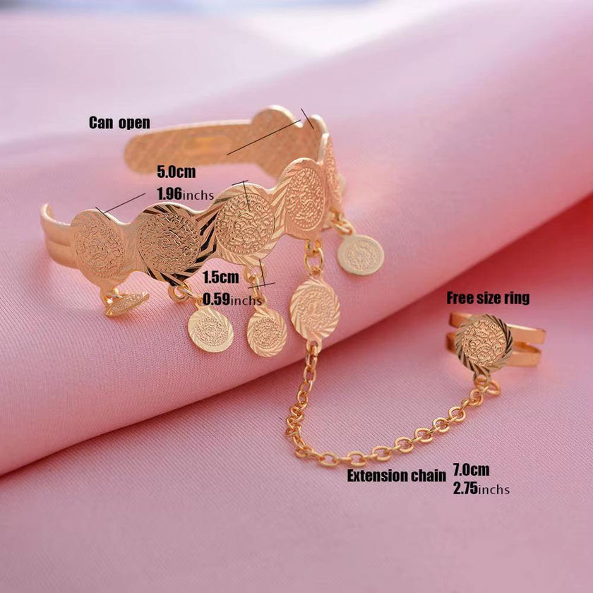 Gold Color Coin Banglesfor Girl Baby Bracelet Islam Muslim Arabic Currency Money Gold Bracelets Bangle Jewelry Birthday Gift