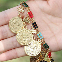 Fashion Color Austrian Crystal Golden Oman Coin Allah Tassel Women Charm Necklaces Muslim Party Wedding Luxury Jewelry Gift