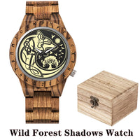 Viking Watches  Wooden Men Watch Top Japanese Quartz Movement Wristwatch with Helm of Awe Runic Circle Fashion Gift Box