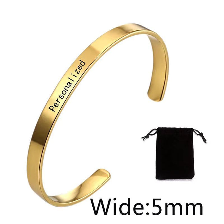 Stainless Steel Pearsonalized Bracelet Name Character Letter Engraved Custom Cuff Bangle Women Men Fashion Jewelry Dropshipping