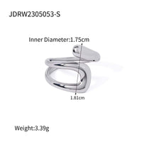 Uworld Stainless Steel Geometric Hollow Layered Wide Ring Metal Texture Waterproof Daily Simple Stylish Golden Jewelry for Women