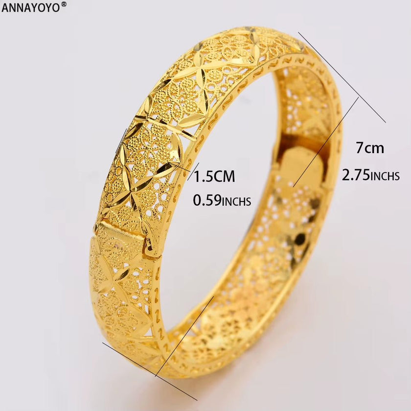 Fashion Accessories New Luxury Gold Color Bangles Women Men Girls Ethiopian African Dubai Wedding Bracelet Pulseras Party Gifts