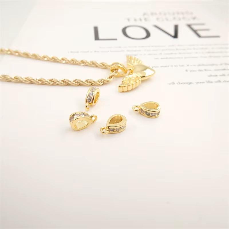 Brass Micro Pave Cubic Zirconia Pendant Bails Pinch Clips Necklace Connector Jewelry Components Metal Hook Accessories Findiuan
