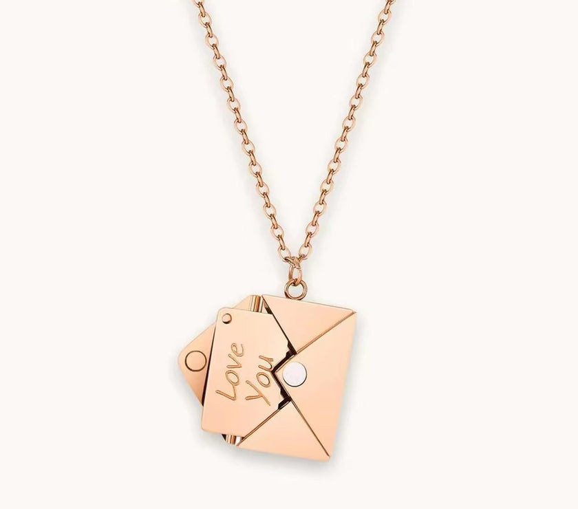 Love Letter Envelope Pendant Necklace Customized Stainless Steel Jewelry Confession Love You for Valentine Day Mother Day