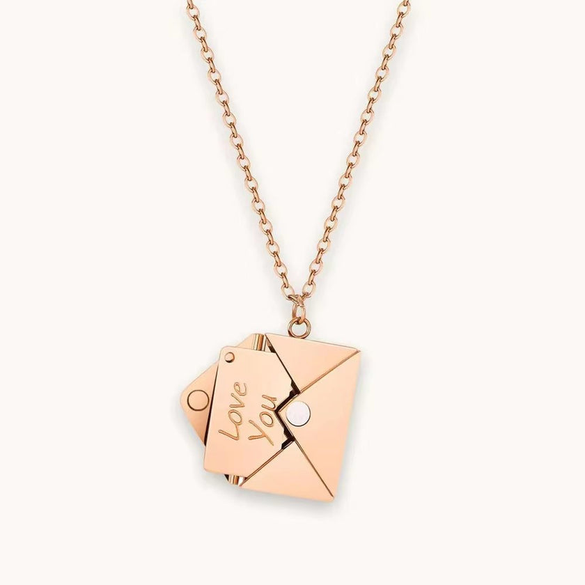 Love Letter Envelope Pendant Necklace Customized Stainless Steel Jewelry Confession Love You for Valentine Day Mother Day