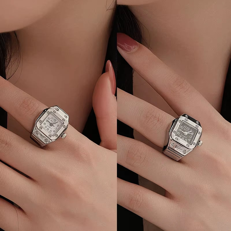Mini Vintage Finger Ring Watch round Creative Quartz Watches Fashion Couple Watches Accessories