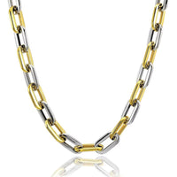 Thick Flat Rounded Rectangle Gold-Color Link Chain Necklace Men Women Stainless Steel Fashion Jewelry 1 Piece