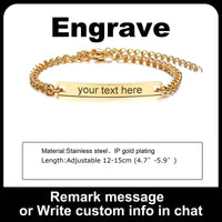 Personalize Name Bracelet for Baby Boy Girl Figaro Chain Smooth Bangle Link Gold Tone No Fade Safty Jewelry 12Cm to 15Cm