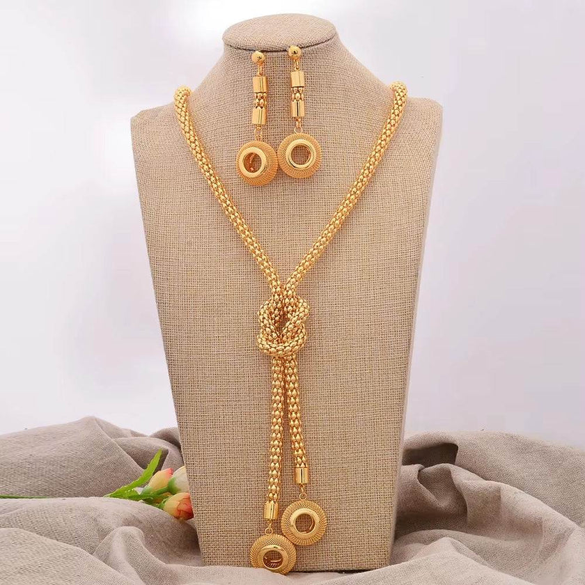 Charms Dubai Ethiopia African Necklace/Earrings/Pendant Jewelry Set for Women/Girls/Kids Fashion Metal Russia Gifts