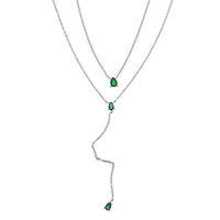 Gold Color Tear Drop Cubic Zirconia Double Layer Choker Lariat Long Women Necklace European Female Fashion Jewelry