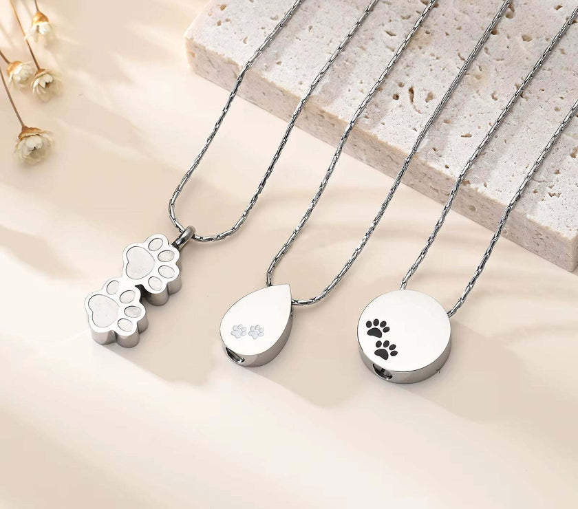 Cremation Jewelry Urn Pendant Necklace for Pet Dog Cat Ashes 316L Stainless Steel Customized Gift to Women Men Keepsake Jewelry