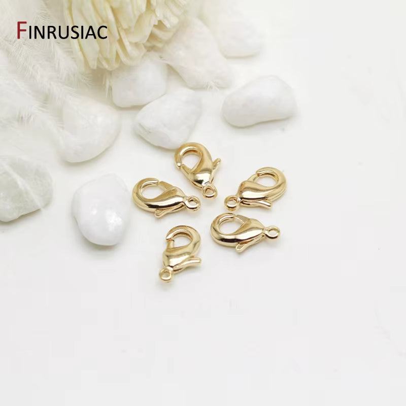 14K Real Gold Plated 10Mm 12Mm Lobster Clasps for Jewelry Making Handmade DIY Bracelets Necklace Clasp Fittings