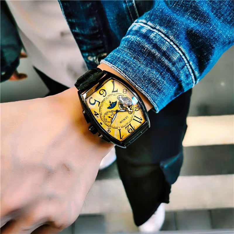 Men'S Watches Fashion Moon Phase Tourbillon Watches Men Automatic Mechanical Wristwatches Relogio Masculino Reloj Hombre