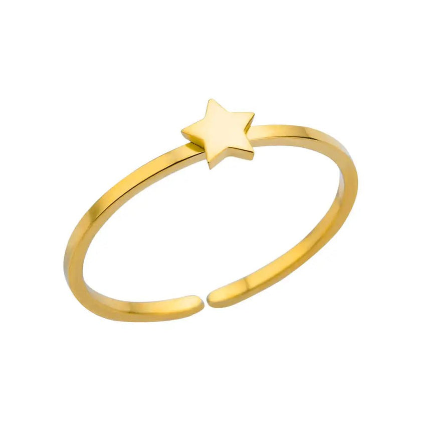 Christmas Zircon Moon Rings for Women Stainless Steel Glowing Moon Star Adjustable Finger Ring Aesthetic Wedding Jewelery Gift Bague Femme