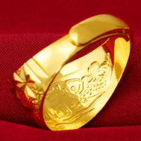 Fine 18K Gold Color Full Sky Star Rings for Women Men Bro Solid Plated Ring Adjustable Wedding Party Christmas Jewelry Gifts