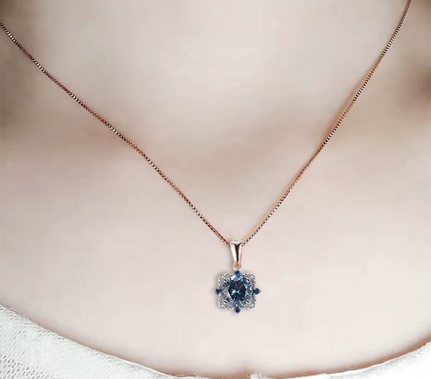 Real 925 Sterling Silver Jewelry Sets London Blue Topaz Created Gemstone for Women Birthday Wedding Fine Jewelry Rose Gold Plate