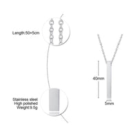 Custom Long Vertical Bar Necklace for Women Men Engrave Persoanlized Name Initial Pendant Stainless Steel Inspiration Gifts