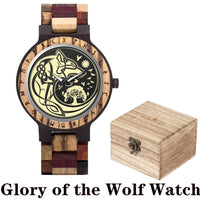 Viking Watches  Wooden Men Watch Top Japanese Quartz Movement Wristwatch with Helm of Awe Runic Circle Fashion Gift Box