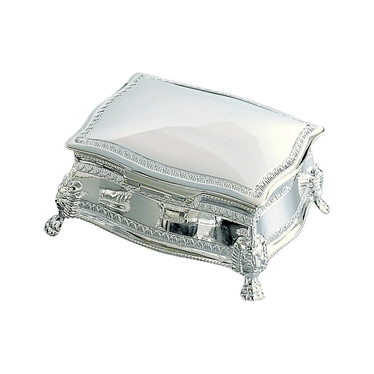 Elegant Nickel Plated Figaro Rectangular Jewelry Box with Engravable Cover