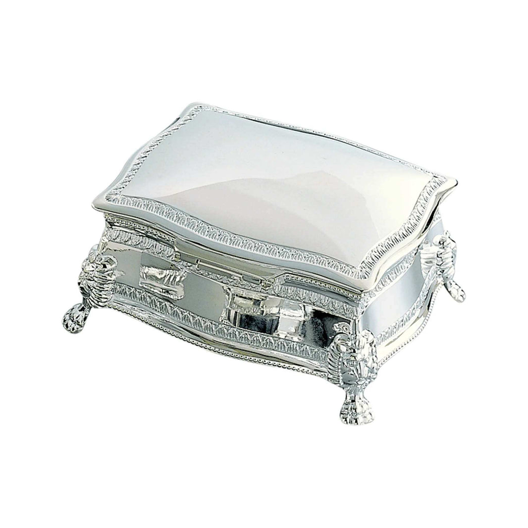 Elegant Nickel Plated Figaro Rectangular Jewelry Box with Engravable Cover