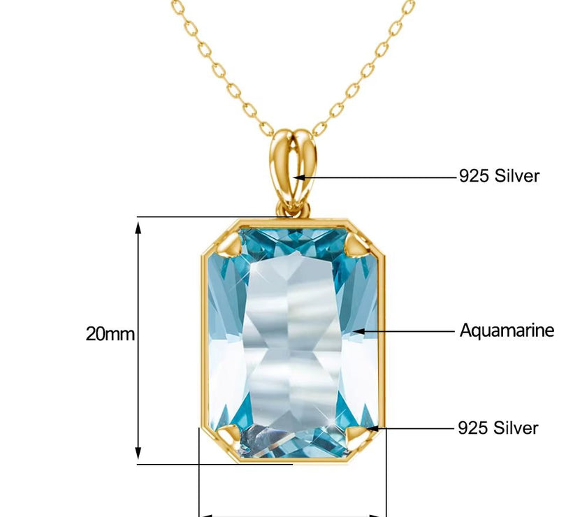 Wedding Gifts Jewelry 14K Gold Real Pendant for Women 925 Sterling Silver Pendants and Necklaces Birthstone Aquamarine Fine Jewelry Wedding Gifts
