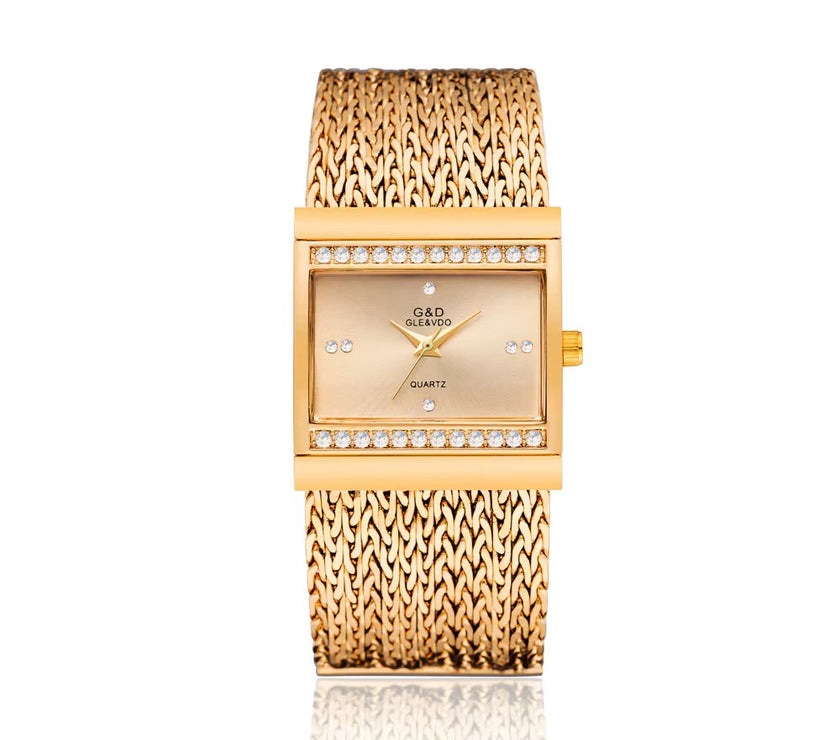 Fashion Women Watches 2019 Best Diamonds Square Dial Clock Luxury Gold Women'S Bracelet Quartz Wrist Watches New Dropshipping