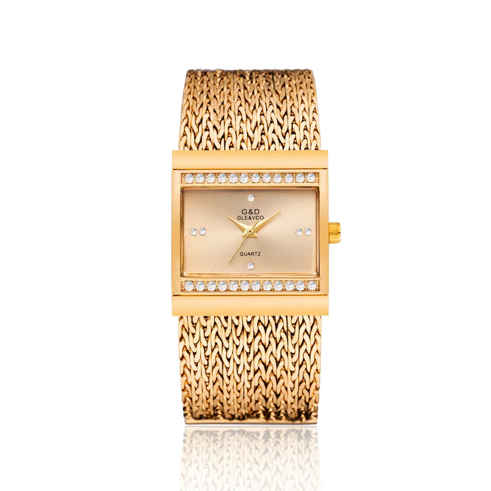 Fashion Women Watches 2019 Best Diamonds Square Dial Clock Luxury Gold Women'S Bracelet Quartz Wrist Watches New Dropshipping