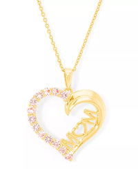 Gorgeous Simulated Morganite Mom Heart Pendant 18" Necklace