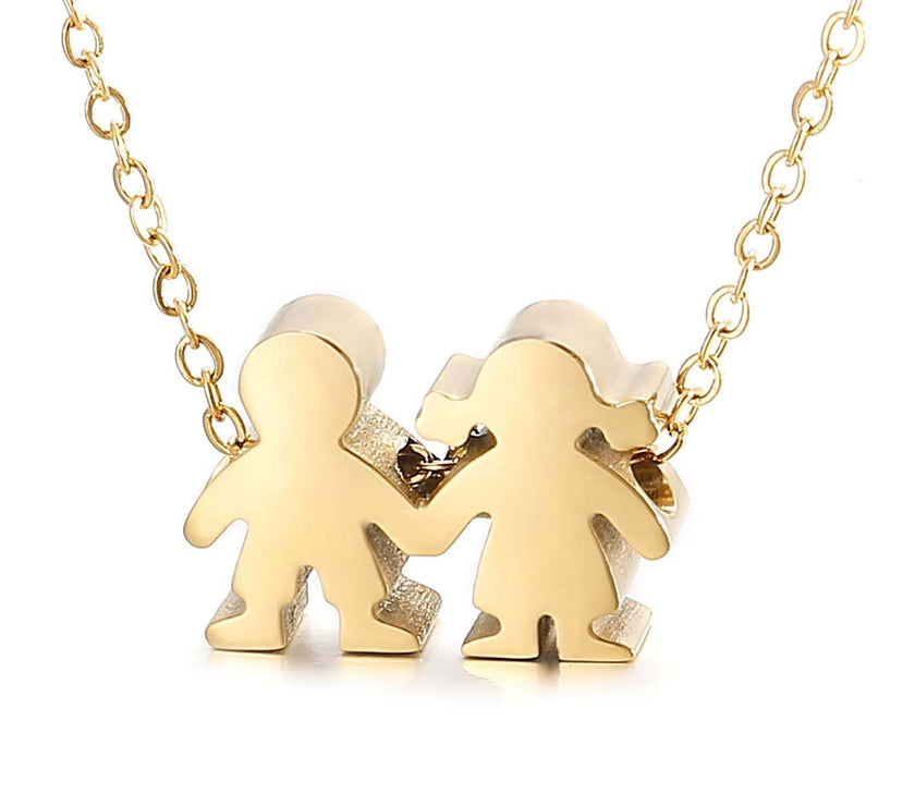 Boy Girl Kid Pendant Women Necklace Name Date Child Family Jewelry Engraved Stainless Steel Gold Color Jewelry