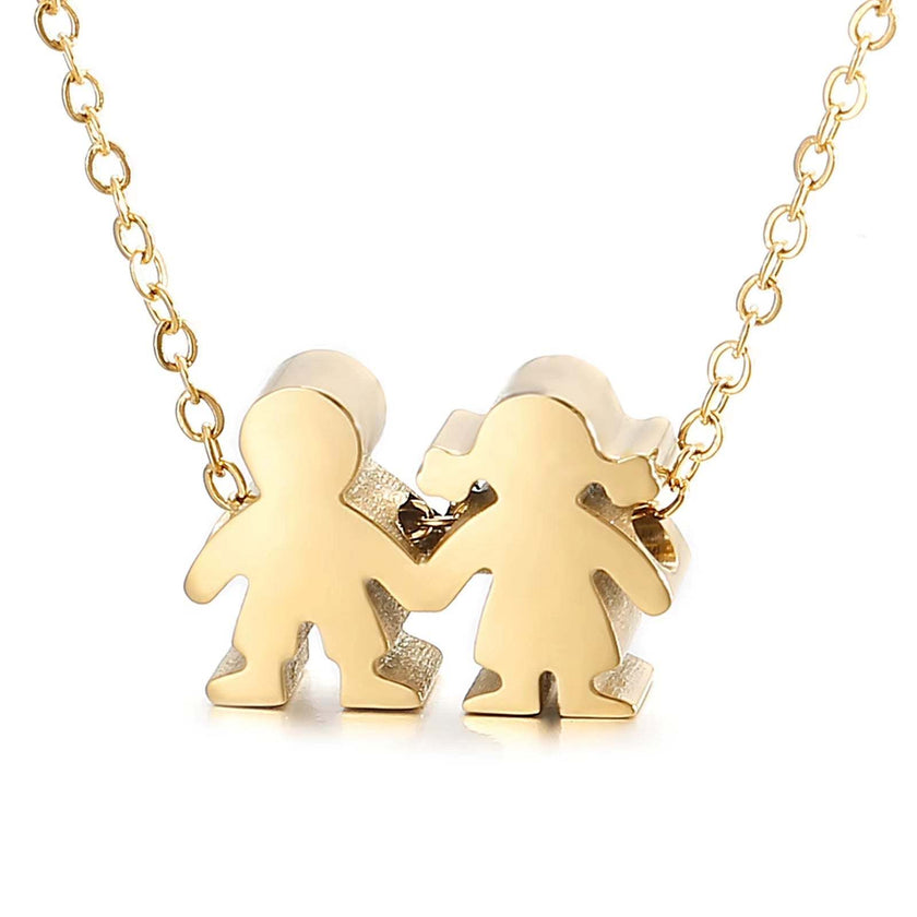Boy Girl Kid Pendant Women Necklace Name Date Child Family Jewelry Engraved Stainless Steel Gold Color Jewelry