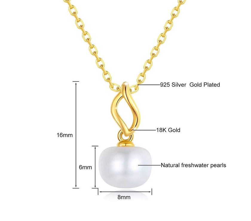 18K Gold Necklace Pendant round Natural Freshwater Pearl AU750 Yellow Gold Pendant Women'S Fine Jewelry Gift with Certificate