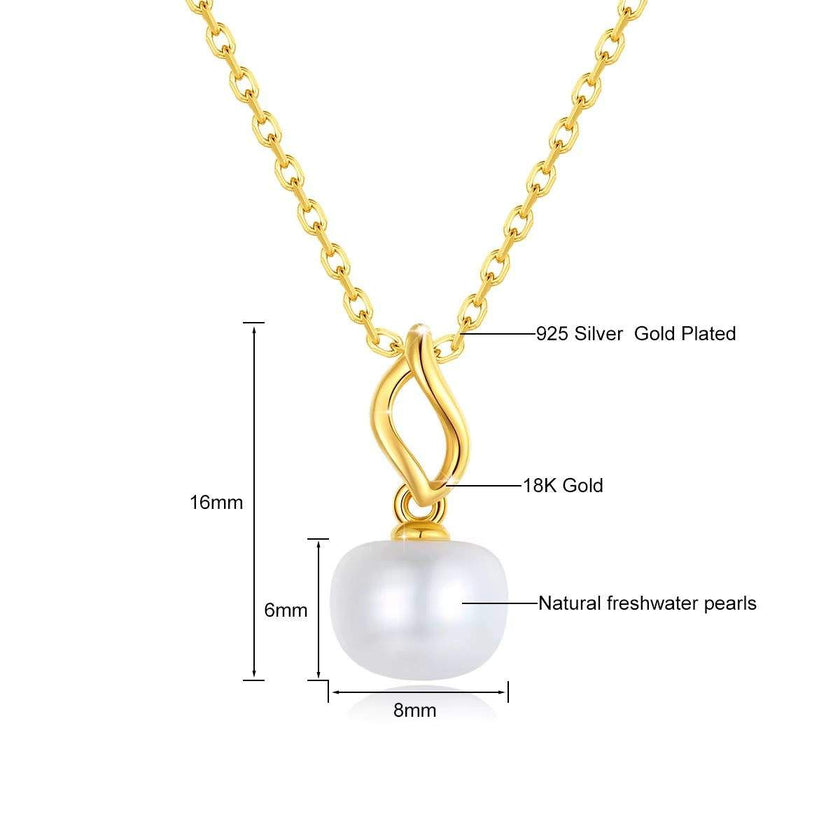 18K Gold Necklace Pendant round Natural Freshwater Pearl AU750 Yellow Gold Pendant Women'S Fine Jewelry Gift with Certificate
