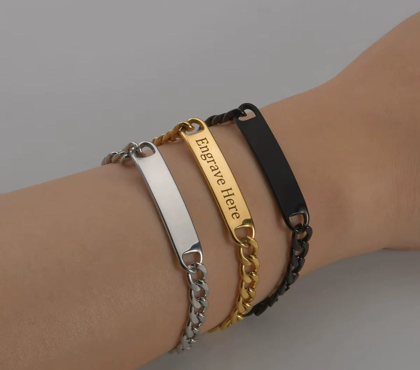 Sifisrri Engraved Name Letter Date Bracelets Women Men Stainless Steel Adjustable Bangles for Boys Girls Kids Jewelry Gift