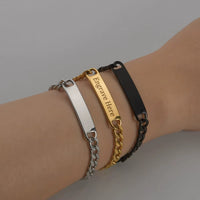 Sifisrri Engraved Name Letter Date Bracelets Women Men Stainless Steel Adjustable Bangles for Boys Girls Kids Jewelry Gift
