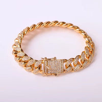 Miami Cuban Link Bracelet for Men Real Gold Plated Hip Hop Jewelry