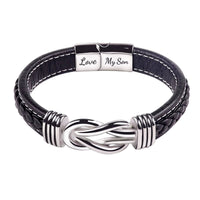 To My Son to My Grandson Bracelet Love You Forever Braided Leather Knot Bracelet Stainless Steel Magnetic Clasp Jewelry Gift