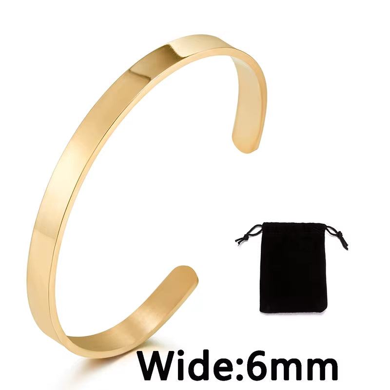 Stainless Steel Pearsonalized Bracelet Name Character Letter Engraved Custom Cuff Bangle Women Men Fashion Jewelry Dropshipping