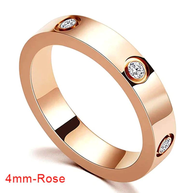 Style Luxury Bijoux Pulseira Feminina Bangle Ring Set Stainless Steel Jewelry Fit Lover Female Crystal Bracelets Rings Fashion Women