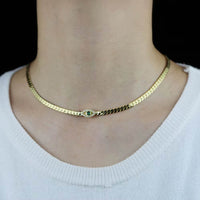 4MM Width Herringbone Chain CZ Evil Eye Charm Choker Necklace Gold Color 2023 New Design Fashion Women Jewelry