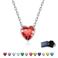 Dainty Silver Necklace Women 925 Sterling Silver Birthstone Love Heart Necklace, Birthday Valentines Gift