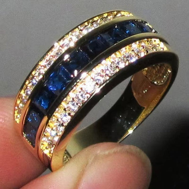 Trendy Real Diamond Sapphire Ring for Women 18K Gold Bague or Jaune for Jewelry Anillos Men Gemstone Anel Jewelry Gold Rings Box