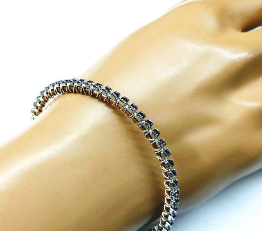 Wire Wrapped Amethyst Crystal Tennis Bracelet Bangle