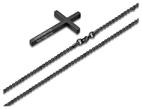3 Colors Customized Personality Engrave Text Name Date Stainless Steel Cross Pendant Necklace Valentines Day Gift for Men Woman