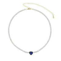 Valentine'S Day Gift Heart Design Fashion Jewelry Gold Color 3Mm CZ Tennis Chain Colorful Heart Stone Choker Necklace