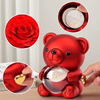 Women's Red Eternal Rose Teddy Bear with Stainless Steel Custom Names Necklace Jewelry Gifts Set for Woman Valentine'S Gift