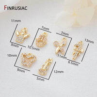 DIY Jewelry Making 6 Types 14K Real Gold-Plated Pave Setting Zircon Small Mini Fairy/ Butterfly/Violin/Hamsa Pendants Charms