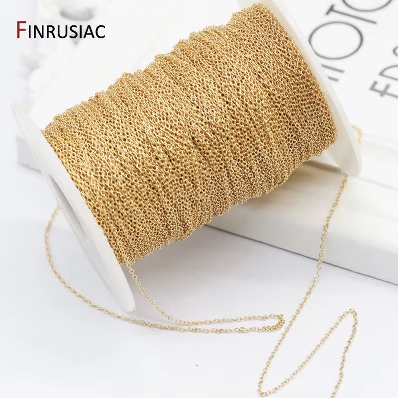14K Real Gold Plated Chain for Jewelry Making 1.2Mm 1.6Mm 2.0Mm Thin Chain Wholesale Handmade DIY Jewelry Findings